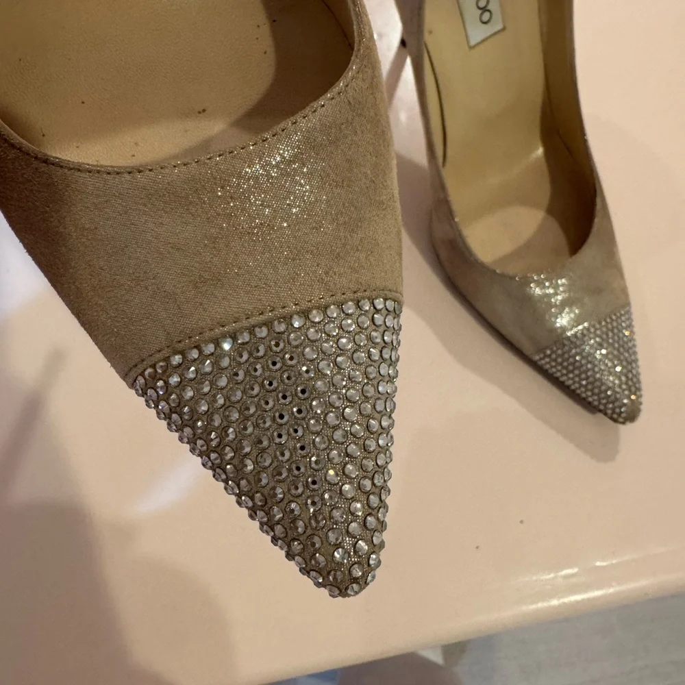 Jimmy Choo gold sparkly heels with toe detail 39 - Picture 10 of 11